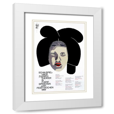 Schauspiel-Haus Zuerich / Theater in Funf Sprachen White Modern Wood Framed Art Print with Double Matting by Piatti, Celestino