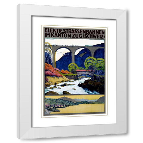 Elekktr Strassenbahnen im Kanton Zug White Modern Wood Framed Art Print with Double Matting by Schlatter, Ernst Emil