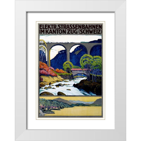 Elekktr Strassenbahnen im Kanton Zug White Modern Wood Framed Art Print with Double Matting by Schlatter, Ernst Emil