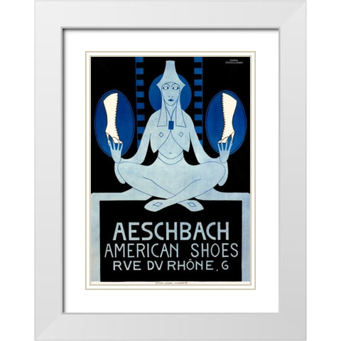 Aeschbach American Shoes White Modern Wood Framed Art Print with Double Matting by Schoellhorn, Hans