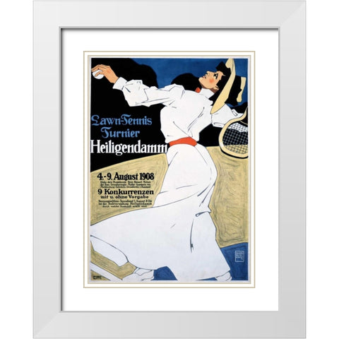 Lawn Tennis Tunier White Modern Wood Framed Art Print with Double Matting by Erdt, Hans Rudi