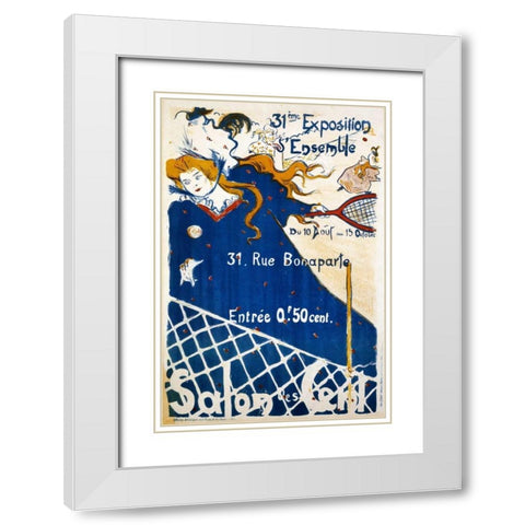 Salon des Cent White Modern Wood Framed Art Print with Double Matting by Lobel, P.H.