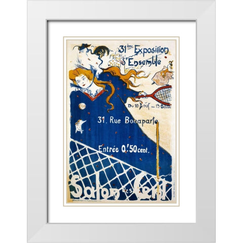 Salon des Cent White Modern Wood Framed Art Print with Double Matting by Lobel, P.H.