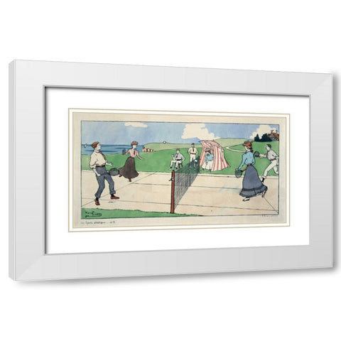 Les Sports athletiques / Tennis White Modern Wood Framed Art Print with Double Matting by Eliott, Harry
