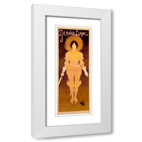 Joan dArc White Modern Wood Framed Art Print with Double Matting by De Feure, Georges