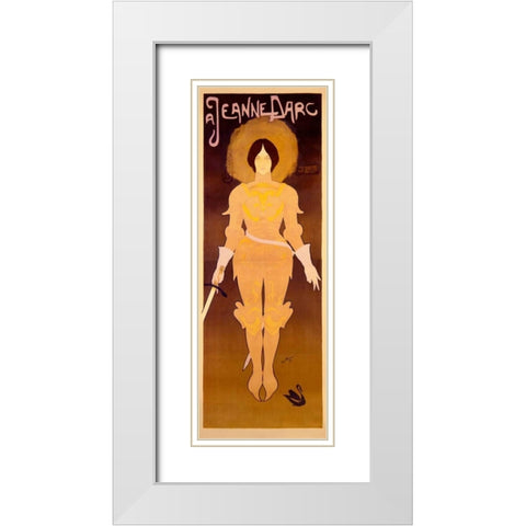Joan dArc White Modern Wood Framed Art Print with Double Matting by De Feure, Georges