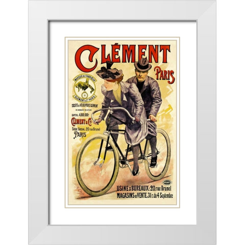 Clement Bicycles White Modern Wood Framed Art Print with Double Matting by Gilbert, A.