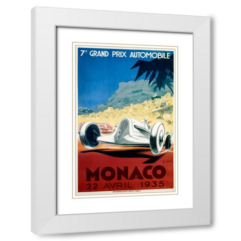 Monaco / 22 Avril 1935 White Modern Wood Framed Art Print with Double Matting by Ham, Geo