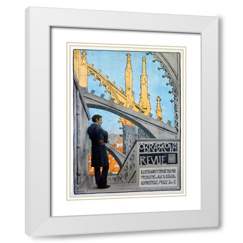Obrazkova Revue White Modern Wood Framed Art Print with Double Matting by Hofbauer, Arnost