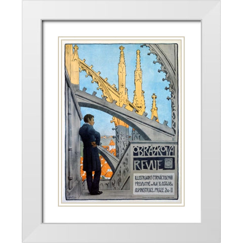 Obrazkova Revue White Modern Wood Framed Art Print with Double Matting by Hofbauer, Arnost