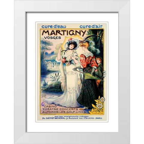 Martigny White Modern Wood Framed Art Print with Double Matting by Metivet, Luc