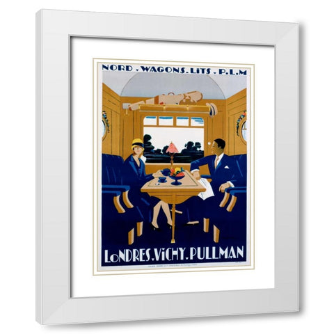Nord-Wagons Lits-PLM White Modern Wood Framed Art Print with Double Matting by Naurac, Jean-Raoul