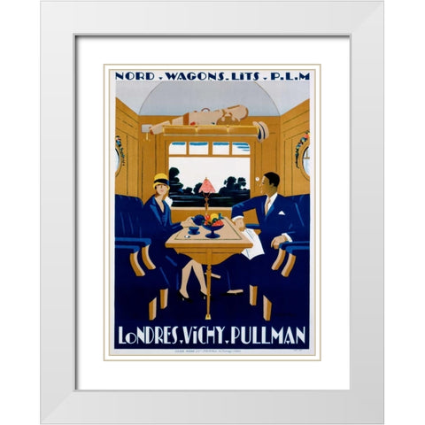 Nord-Wagons Lits-PLM White Modern Wood Framed Art Print with Double Matting by Naurac, Jean-Raoul