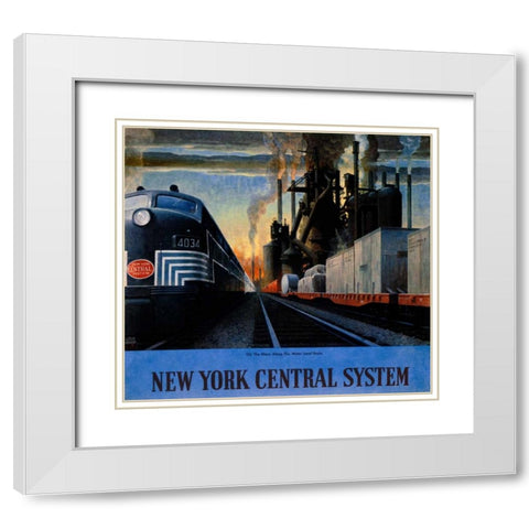 New York Central System / Along the Water Level Route White Modern Wood Framed Art Print with Double Matting by Ragan, Leslie