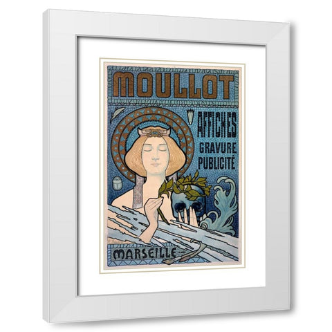 Moullot White Modern Wood Framed Art Print with Double Matting by Roux, E.