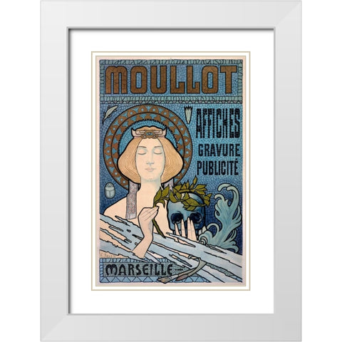 Moullot White Modern Wood Framed Art Print with Double Matting by Roux, E.