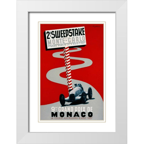 2e Sweepstake de Monte-Carlo / 9eme Grand Prix de Monaco White Modern Wood Framed Art Print with Double Matting by Serre, Guy