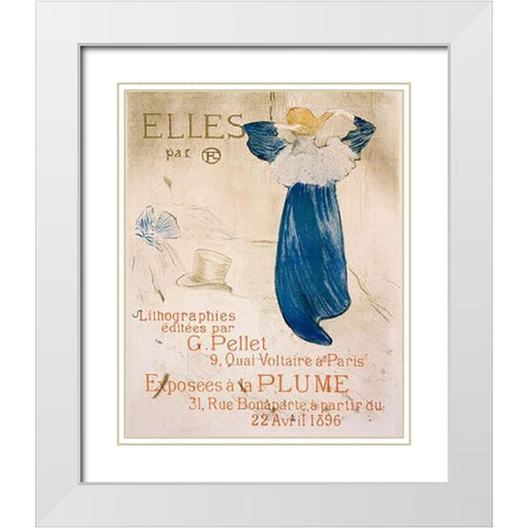 Elles White Modern Wood Framed Art Print with Double Matting by Toulouse-Lautrec, Henri