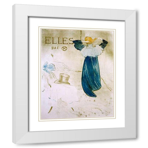 Elles White Modern Wood Framed Art Print with Double Matting by Toulouse-Lautrec, Henri