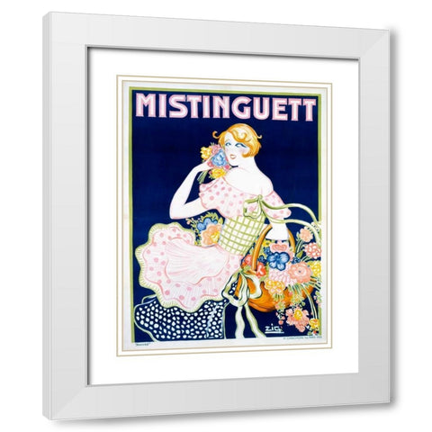 Mistinguett White Modern Wood Framed Art Print with Double Matting by Zig