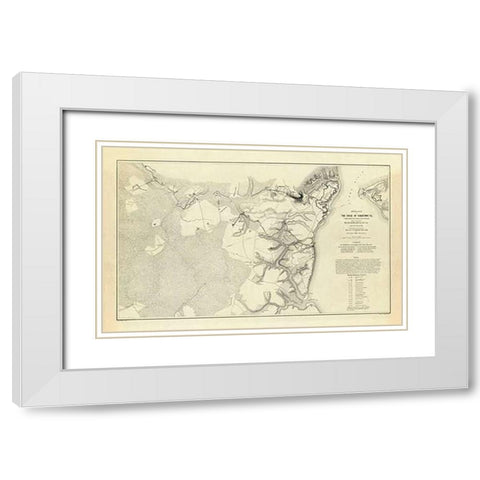 Civil War - Official Plan of The Siege of Yorktown Virginia, 1862 White Modern Wood Framed Art Print with Double Matting by Abbot, Henry L.