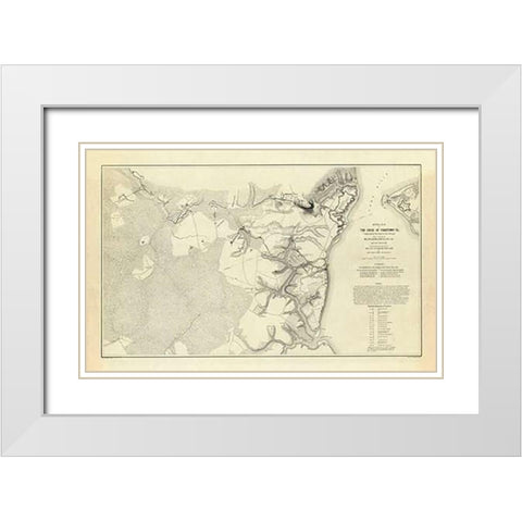 Civil War - Official Plan of The Siege of Yorktown Virginia, 1862 White Modern Wood Framed Art Print with Double Matting by Abbot, Henry L.
