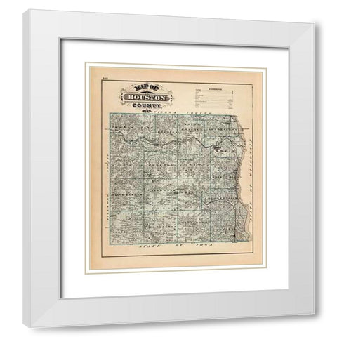 Map of Houston County, Minnesota, 1874 White Modern Wood Framed Art Print with Double Matting by Andreas, A.T.