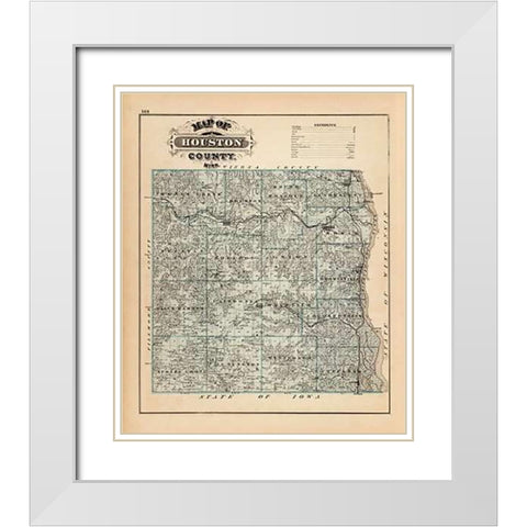 Map of Houston County, Minnesota, 1874 White Modern Wood Framed Art Print with Double Matting by Andreas, A.T.