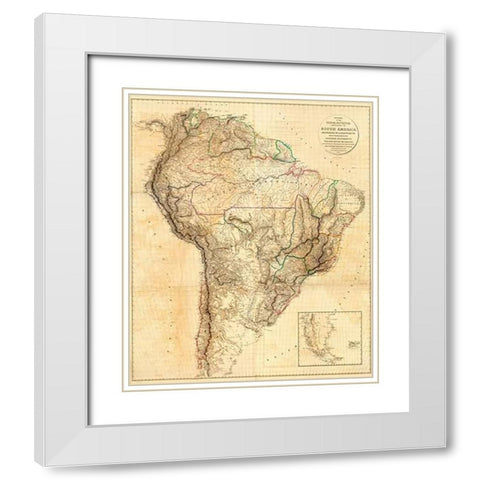South America, 1814 White Modern Wood Framed Art Print with Double Matting by Arrowsmith, Aaron