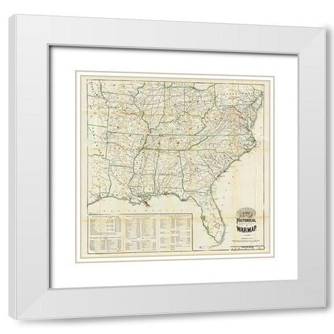 The United States Historical War Map, 1862 White Modern Wood Framed Art Print with Double Matting by Asher and Company