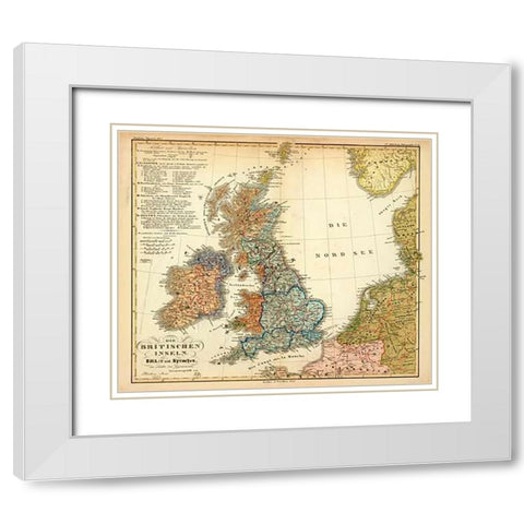 Die Britischen Inseln: Volker und Sprachen, 1847 White Modern Wood Framed Art Print with Double Matting by Berghaus, Heinrich