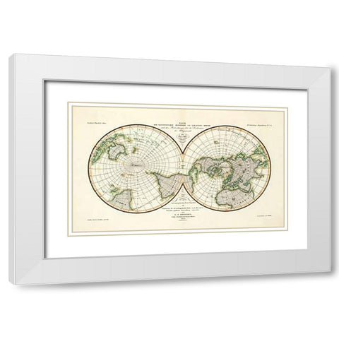 Karte Der Magnetischen Meridiane und Parallel-Kreise, 1840 White Modern Wood Framed Art Print with Double Matting by Berghaus, Heinrich