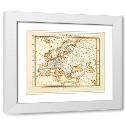 Karte Von Europa, 1837 White Modern Wood Framed Art Print with Double Matting by Berghaus, Heinrich