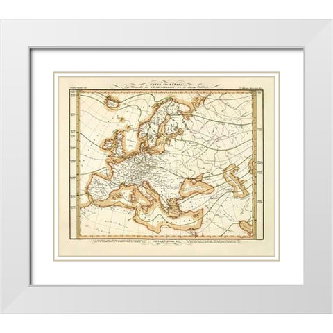 Karte Von Europa, 1837 White Modern Wood Framed Art Print with Double Matting by Berghaus, Heinrich