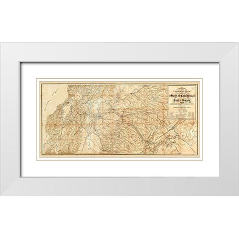 The Central Part of the State of California, 1865 White Modern Wood Framed Art Print with Double Matting by Bielawski, C.