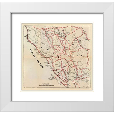 California - Sonoma, Marin, Lake, and Napa Counties, 1896 White Modern Wood Framed Art Print with Double Matting by Blum, George W.