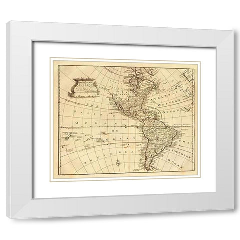 America, 1747 White Modern Wood Framed Art Print with Double Matting by Bowen, Emanuel