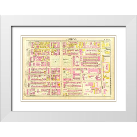 Boston - Wards 9, 12, 1895 White Modern Wood Framed Art Print with Double Matting by Bromley, George Washington