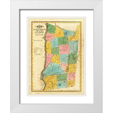 New York - Dutchess, Putnam counties, 1829 White Modern Wood Framed Art Print with Double Matting by Burr, David