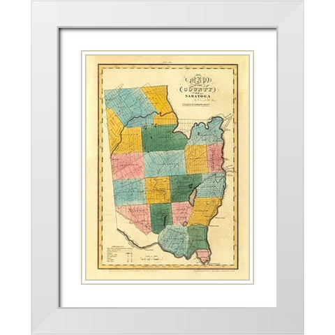 New York - Saratoga County, 1829 White Modern Wood Framed Art Print with Double Matting by Burr, David