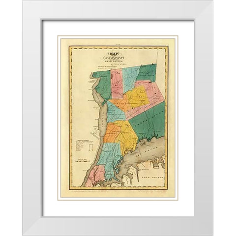 New York - Westchester County, 1829 White Modern Wood Framed Art Print with Double Matting by Burr, David