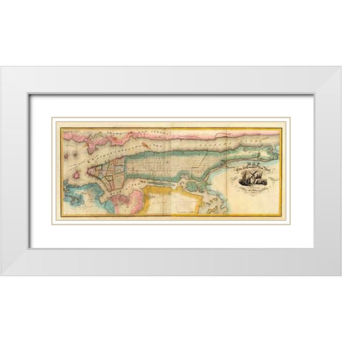 New York City and County, 1832 White Modern Wood Framed Art Print with Double Matting by Burr, David