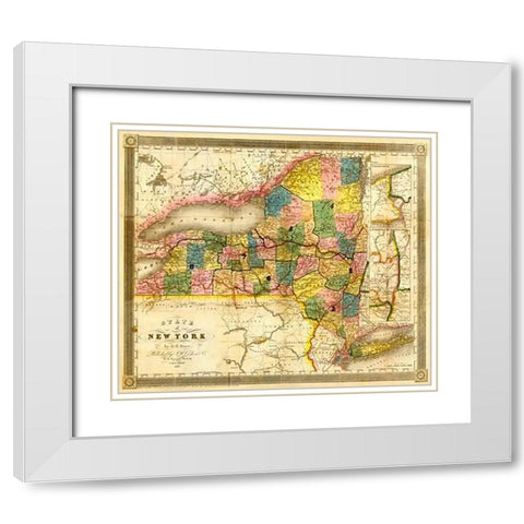 State of New York, 1840 White Modern Wood Framed Art Print with Double Matting by Burr, David