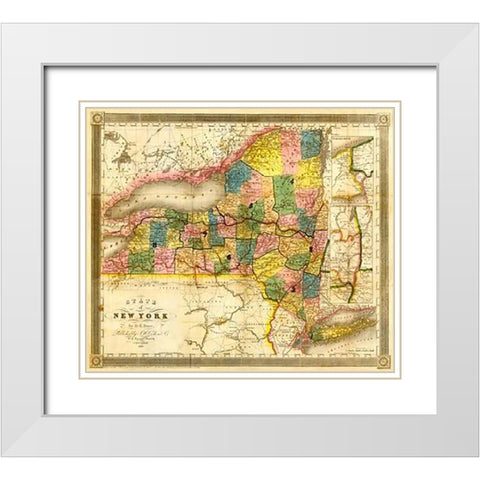 State of New York, 1840 White Modern Wood Framed Art Print with Double Matting by Burr, David