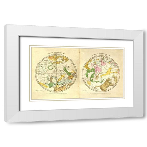 Circumpolar Map for each Month of the Year, 1835 White Modern Wood Framed Art Print with Double Matting by Burritt, Elijah