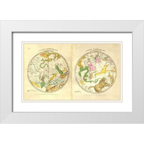 Circumpolar Map for each Month of the Year, 1835 White Modern Wood Framed Art Print with Double Matting by Burritt, Elijah