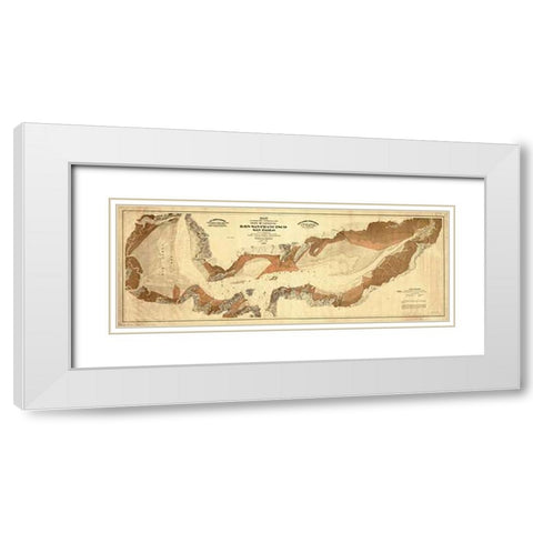 Map exhibiting the salt marsh and lands adjacent to the bays of San Francisco and San Pablo, 1874 White Modern Wood Framed Art Print with Double Matting by California Board of State Harbor Commissioners
