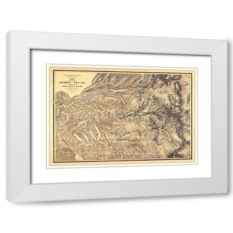 Sierra Nevada adjacent to the Yosemite Valley, 1869 White Modern Wood Framed Art Print with Double Matting by California Geological Survey