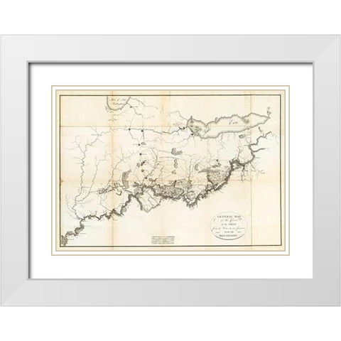 General Map of the Course of the Ohio, 1796 White Modern Wood Framed Art Print with Double Matting by Collot, George Henri Victor