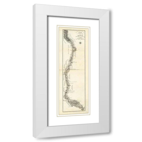 Map of the Course of The Mississippi from the Missouri, 1796 White Modern Wood Framed Art Print with Double Matting by Collot, George Henri Victor